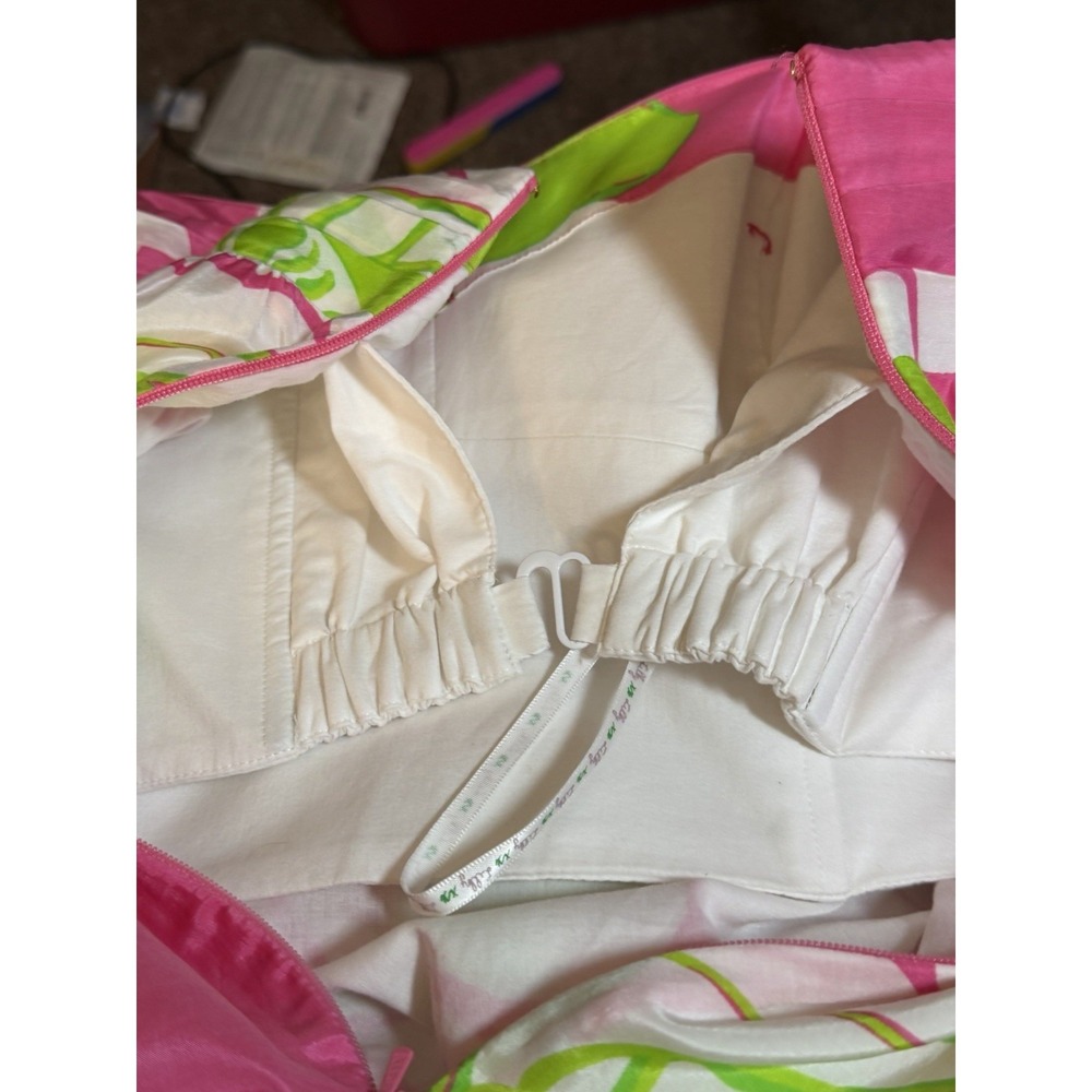 Lilly Pulitzer Strapless Dress W Size 8 Pink Floral Silk Cotton Resort Sundress - Picture 13 of 16